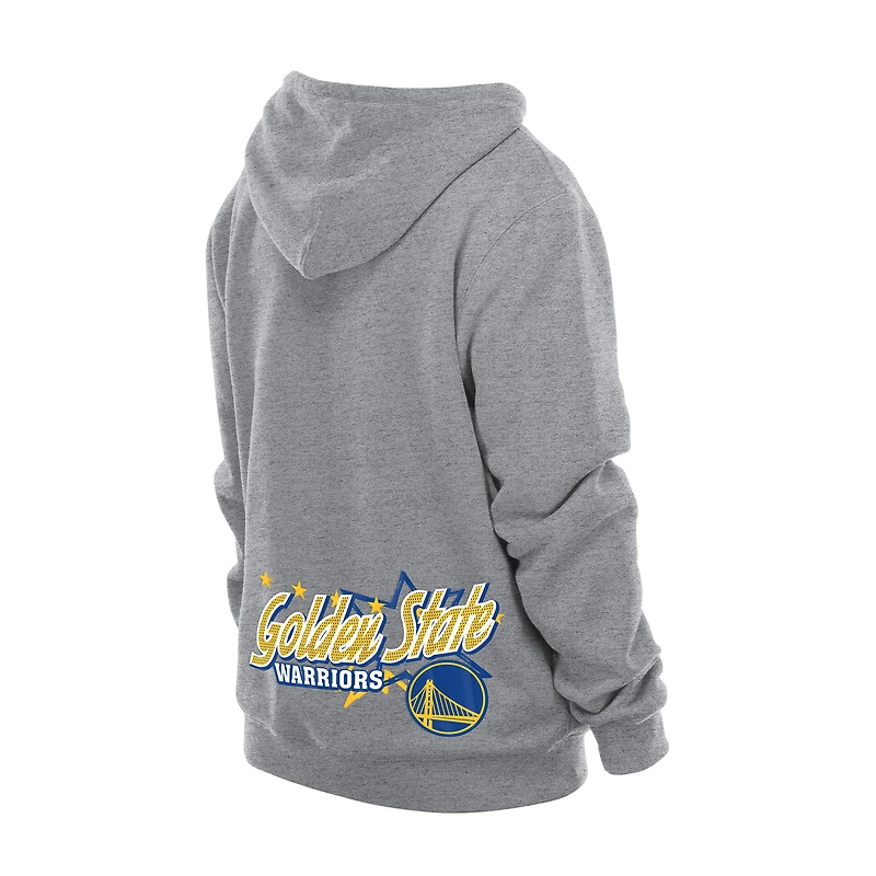 Sweat à capuche en polaire New Era Injection Sport Classics gris chiné pour homme, Golden State Warriors