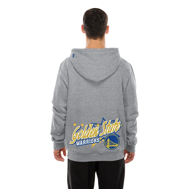 Sweat à capuche en polaire New Era Injection Sport Classics gris chiné pour homme, Golden State Warriors
