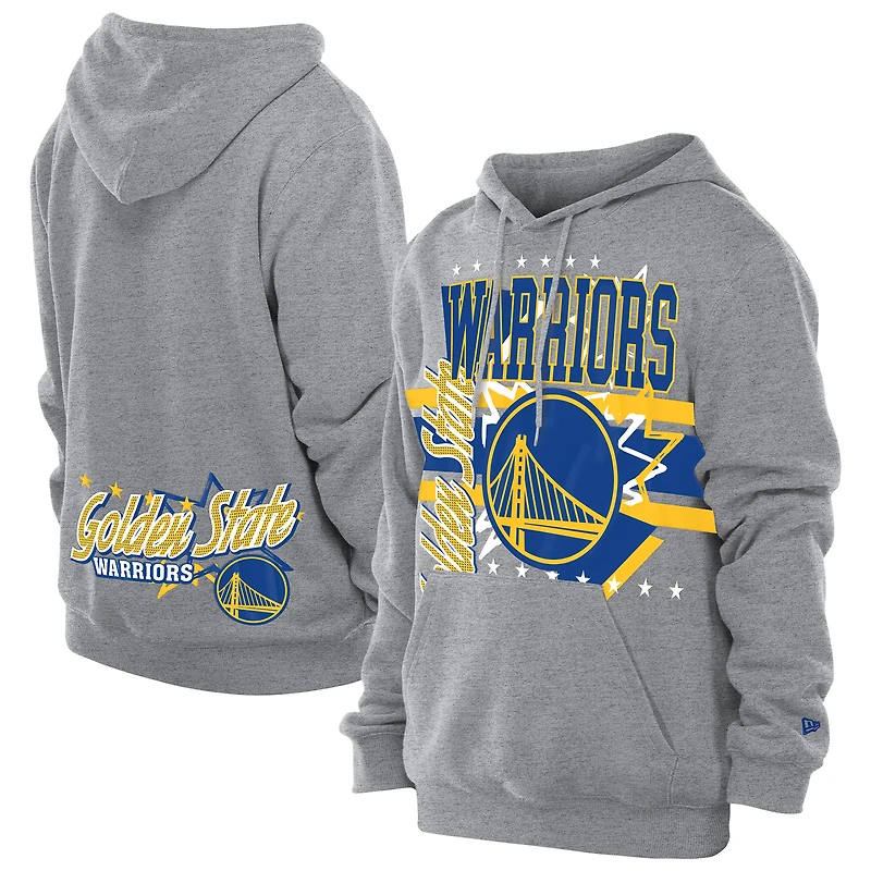 Sweat à capuche en polaire New Era Injection Sport Classics gris chiné pour homme, Golden State Warriors