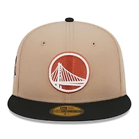 Men's New Era Khaki/Black Golden State Warriors Burnt Orange Logo Two-Tone 59FIFTY Fitted Hat