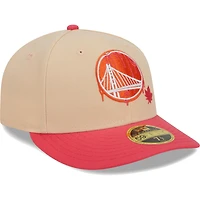 Casquette ajustée 59FIFTY New Era kaki/corail Golden State Warriors Drip Low Profile pour hommes