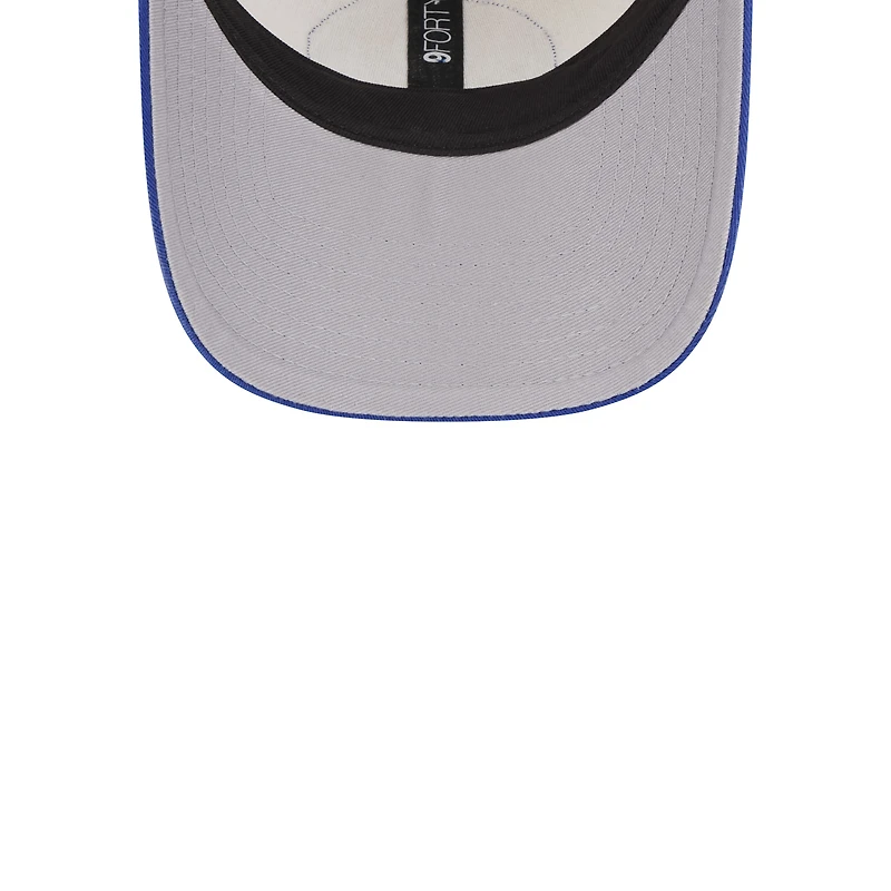 Casquette réglable New Era kaki/Royal Golden State Warriors Throwback Patch Trucker 9FORTY pour hommes
