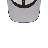 Casquette réglable New Era kaki/Royal Golden State Warriors Throwback Patch Trucker 9FORTY pour hommes