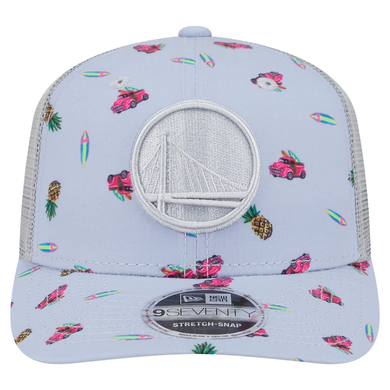 Casquette extensible à bouton-pression New Era bleu clair/gris pour homme