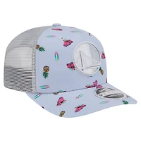 Casquette extensible à bouton-pression New Era bleu clair/gris pour homme, motif Aloha Adventure 9SEVENTY des Golden State Warriors