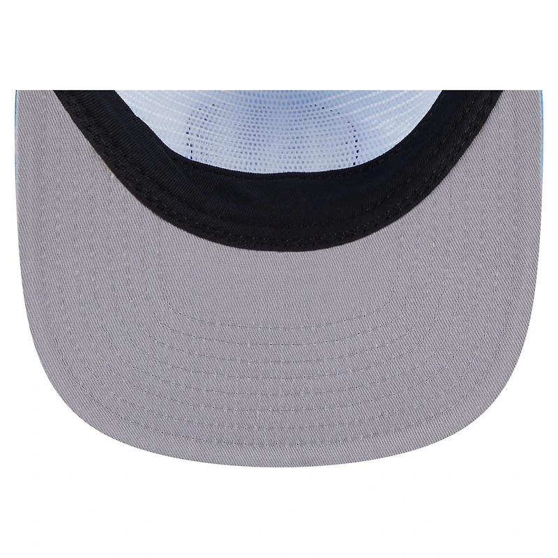 Casquette ajustable en corde pour golfeur New Era bleu clair Golden State Warriors avec logo « Head in the Clouds »