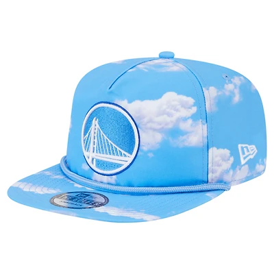 Casquette ajustable en corde pour golfeur New Era bleu clair Golden State Warriors avec logo « Head in the Clouds »