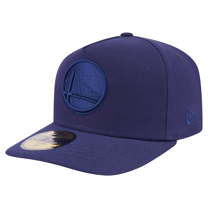 Men's New Era  Navy Golden State Warriors Colorpack A-Frame Pinch Front 59FIFTY Fitted Hat