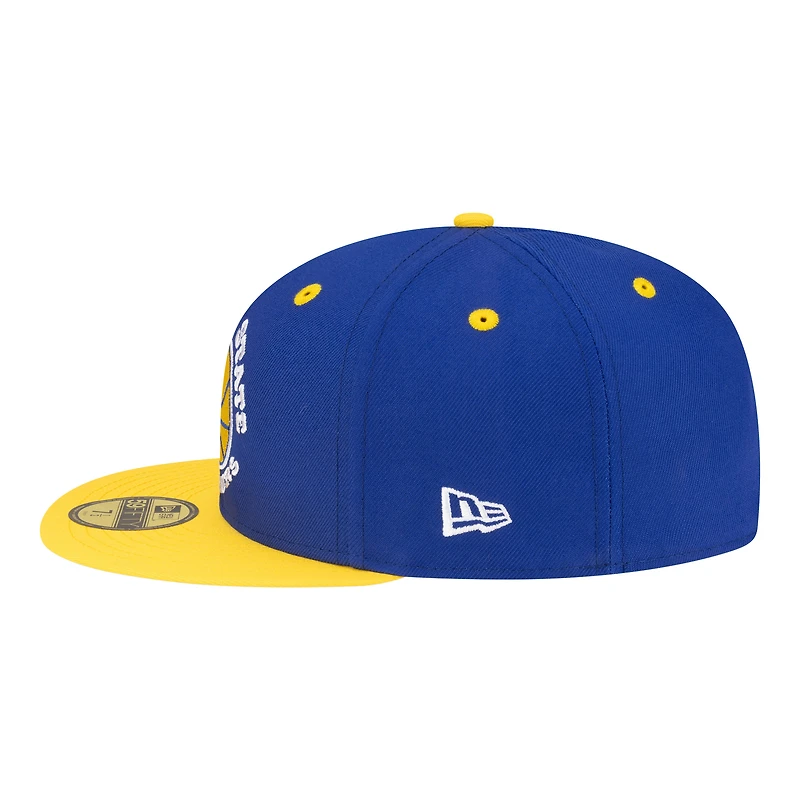 Men's New Era  Royal/Gold Golden State Warriors 80s Throwback 59FIFTY Fitted Hat