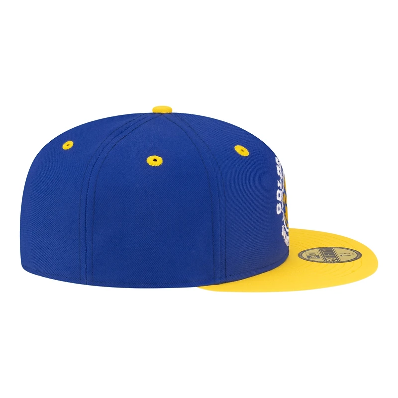Men's New Era  Royal/Gold Golden State Warriors 80s Throwback 59FIFTY Fitted Hat