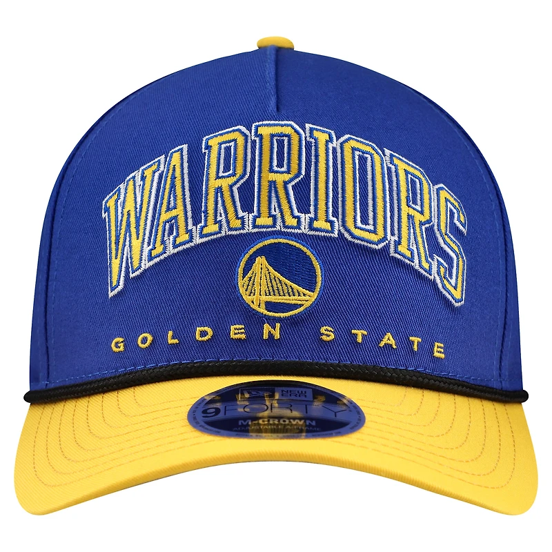 Men's New Era Royal/Gold Golden State Warriors Arch 9FORTY M-Crown A-Frame Adjustable Hat