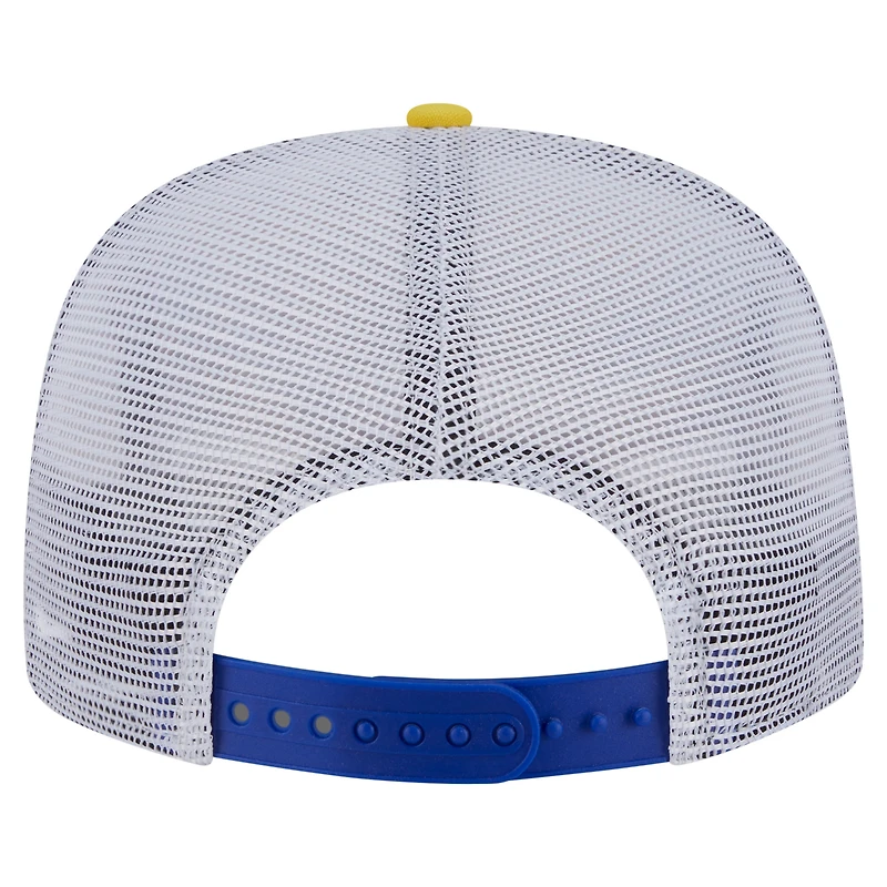 Casquette de golf à visière rabattable New Era Royal/Gold Golden State Warriors pour homme