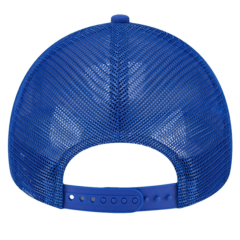 Men's New Era Royal/Gold Golden State Warriors Tip Off A-Frame Trucker 9FORTY Adjustable Hat
