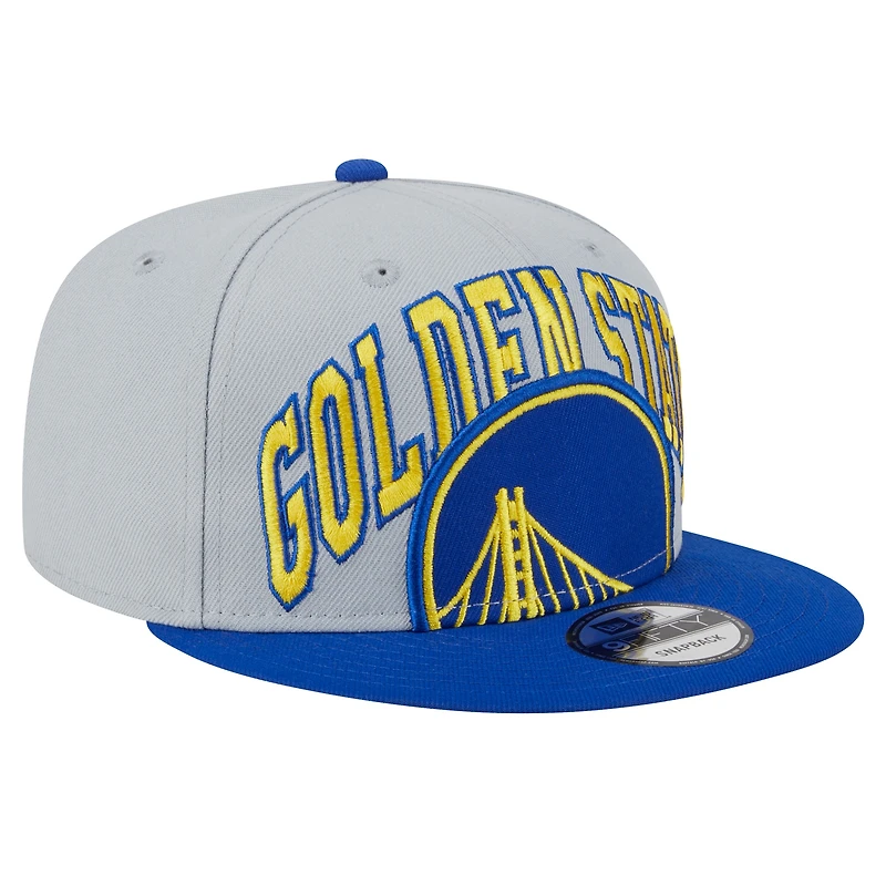 Casquette Snapback 9FIFTY Tip-Off 9FIFTY des Golden State Warriors New Era pour hommes, bleu royal/gris