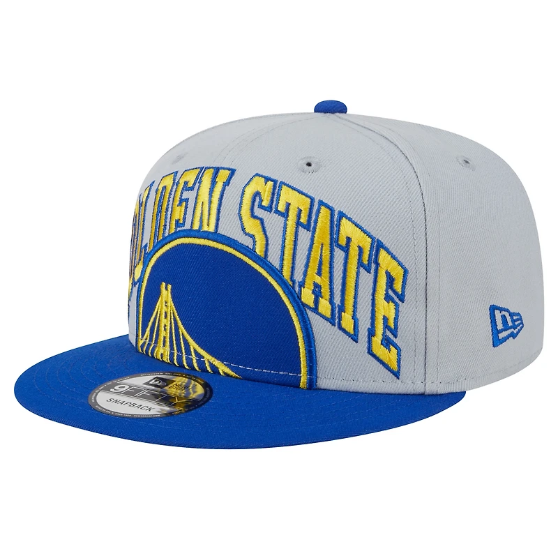 Casquette Snapback 9FIFTY Tip-Off 9FIFTY des Golden State Warriors New Era pour hommes, bleu royal/gris