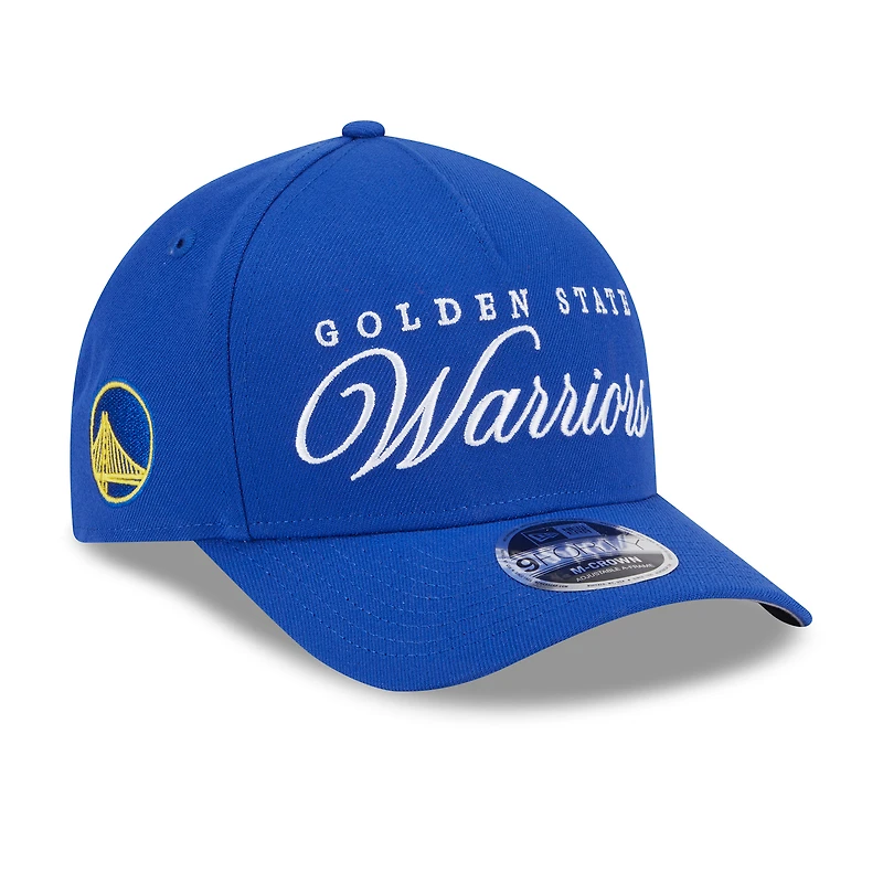 Casquette ajustable New Era Royal Golden State Warriors 2025 NBA Draft M-Crown A-Frame 9FORTY pour homme