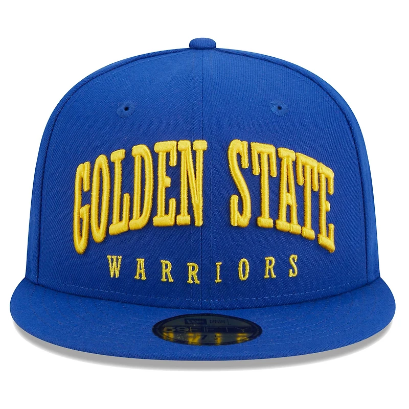 Casquette ajustée 59FIFTY New Era Royal Golden State Warriors Big Arch Text pour homme