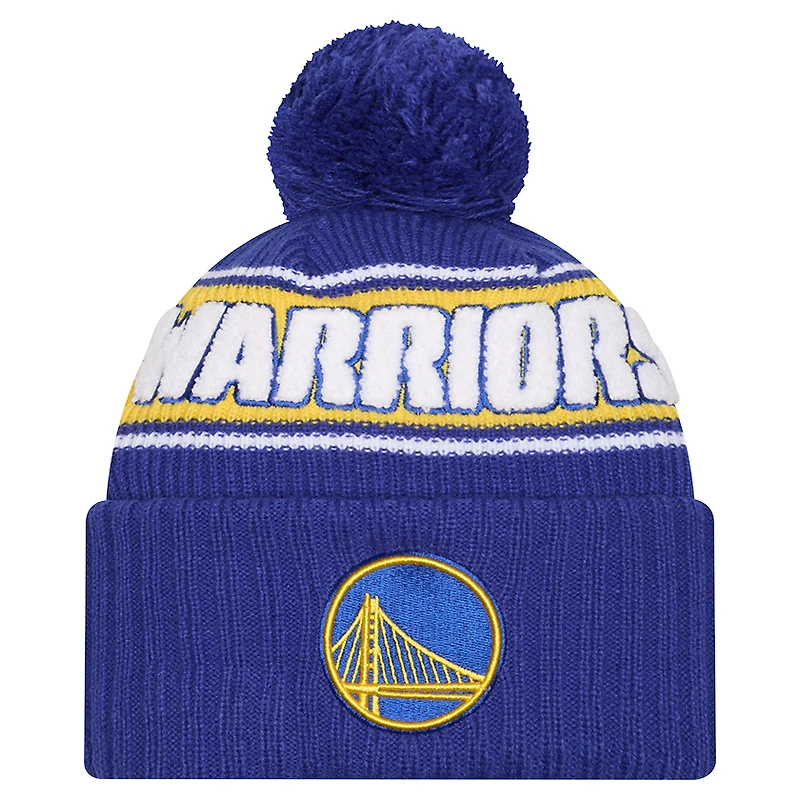 Men's New Era  Royal Golden State Warriors Bold Cuffed Knit Hat with Pom