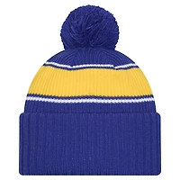 Men's New Era  Royal Golden State Warriors Bold Cuffed Knit Hat with Pom