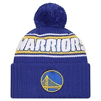 Men's New Era  Royal Golden State Warriors Bold Cuffed Knit Hat with Pom