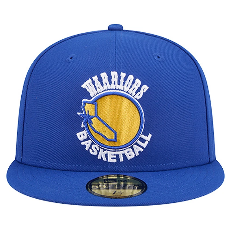 Casquette ajustée New Era 59FIFTY pour homme, logo principal des Golden State Warriors, couleur bleu royal