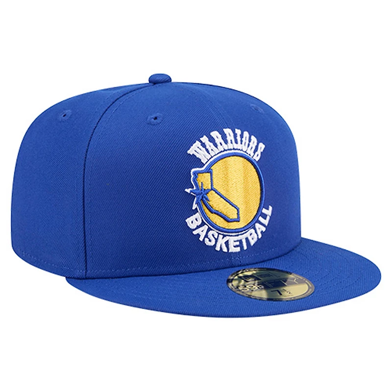 Casquette ajustée New Era 59FIFTY pour homme, logo principal des Golden State Warriors, couleur bleu royal