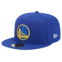 Casquette ajustée 59FIFTY avec applique en cuir New Era Royal Golden State Warriors Court Sport pour hommes