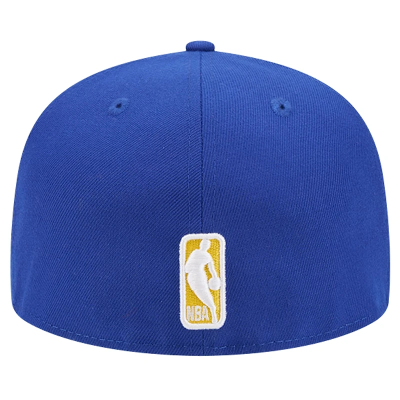Men's New Era Royal Golden State Warriors Court Sport Leather Applique 59FIFTY Fitted Hat