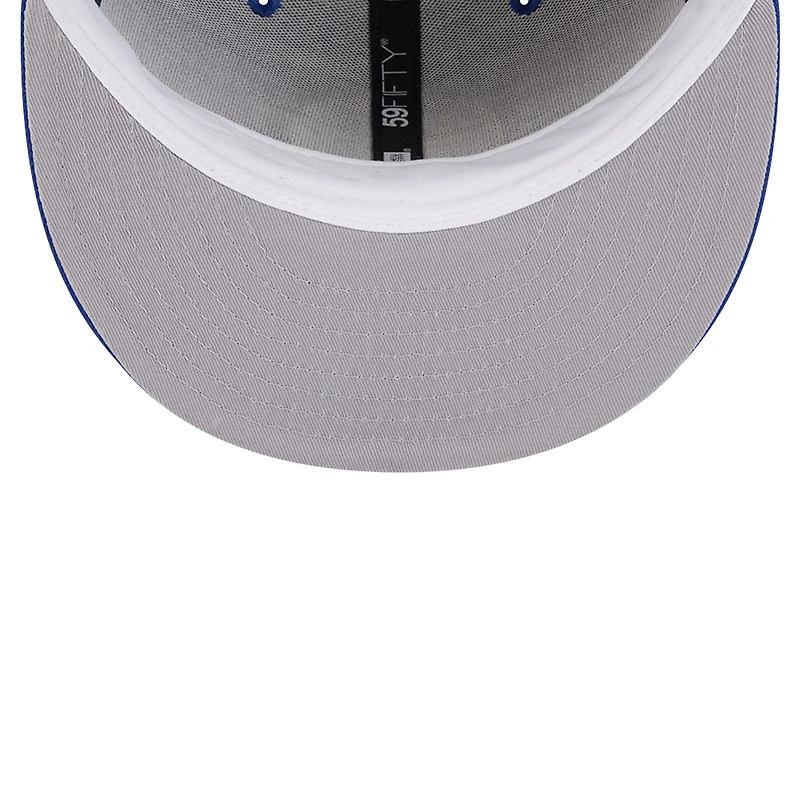 Casquette ajustée 59FIFTY avec applique en cuir New Era Royal Golden State Warriors Court Sport pour hommes