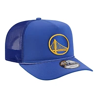 Men's New Era Royal Golden State Warriors Faded Foam Front 9FIFTY A-Frame Adjustable Trucker Hat