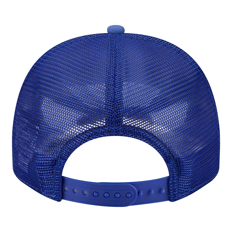 Casquette trucker ajustable New Era 9FIFTY A-Frame Golden State Warriors Royal pour homme, à monture en mousse délavée.