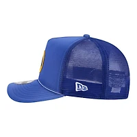 Casquette trucker ajustable New Era 9FIFTY A-Frame Golden State Warriors Royal pour homme, à monture en mousse délavée.