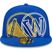 Casquette ajustée 59FIFTY avec logo creux Mashup New Era Royal Golden State Warriors pour hommes