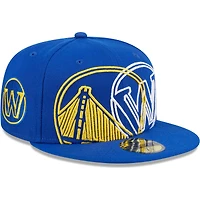 Casquette ajustée 59FIFTY avec logo creux Mashup New Era Royal Golden State Warriors pour hommes