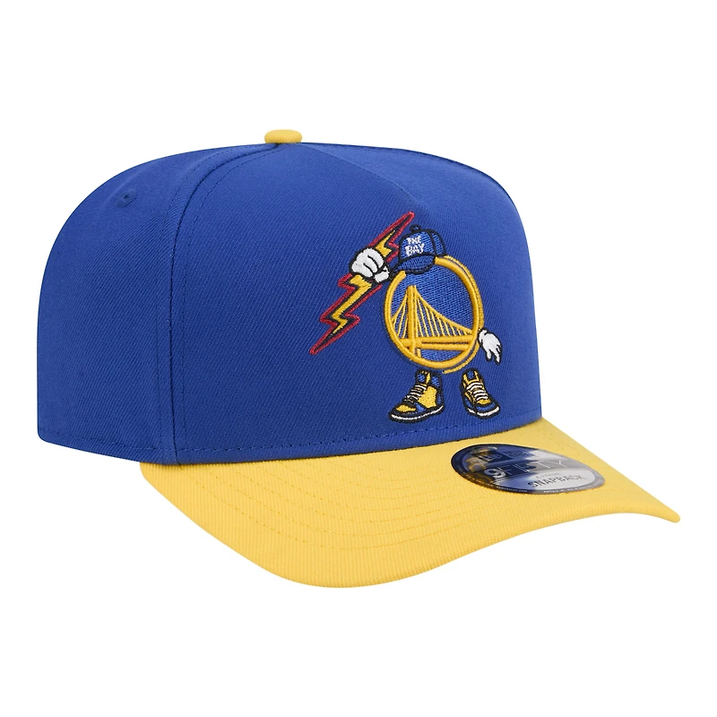 Casquette ajustable New Era 9FIFTY pour homme, logo cartoon Golden State Warriors Injection, couleur royale.