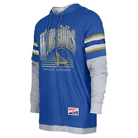 Men's New Era Royal Golden State Warriors Layered Long Sleeve Hoodie T-Shirt