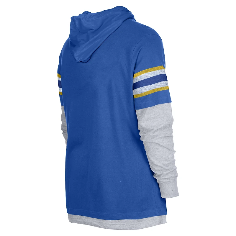 Men's New Era Royal Golden State Warriors Layered Long Sleeve Hoodie T-Shirt