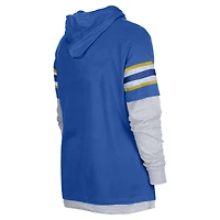 Men's New Era Royal Golden State Warriors Layered Long Sleeve Hoodie T-Shirt