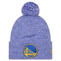 Men's New Era Royal Golden State Warriors Marled Cuffed Knit Hat with Pom