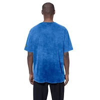 T-shirt oversize New Era Royal Golden State Warriors pour homme, collection rétro, délavage minéral