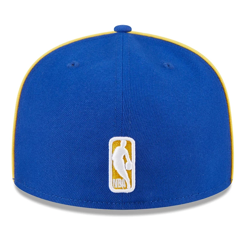 Casquette ajustée 59Fifty passepoilée et floquée New Era Royal Golden State Warriors pour homme