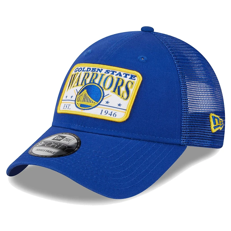 Casquette réglable surdimensionnée 9FORTY avec patch Royal Golden State Warriors New Era pour hommes