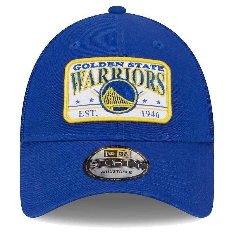 Casquette réglable surdimensionnée 9FORTY avec patch Royal Golden State Warriors New Era pour hommes