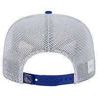 Casquette de camionneur Snapback 9FIFTY Royal Golden State Warriors Puff Print Team Code A-Frame New Era pour homme