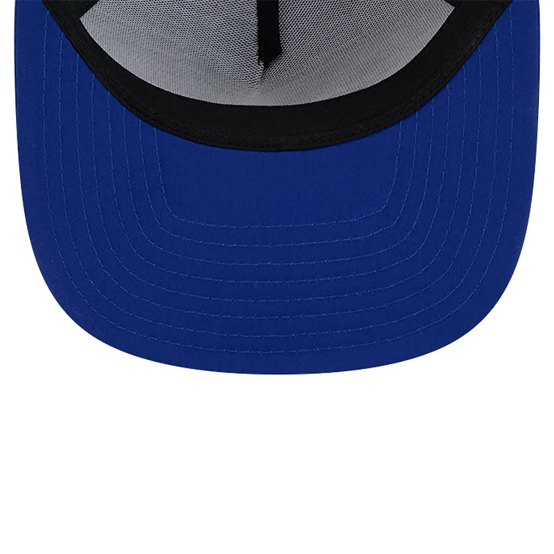 Casquette de camionneur Snapback 9FIFTY Royal Golden State Warriors Puff Print Team Code A-Frame New Era pour homme
