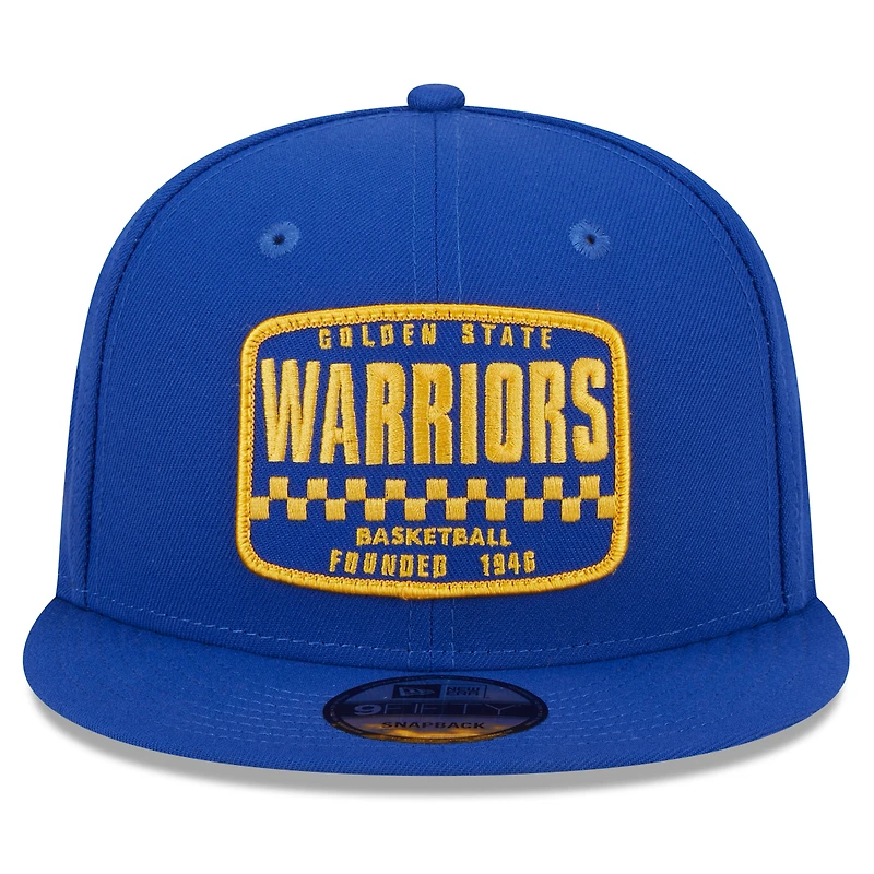 Men's New Era Royal Golden State Warriors Rally Drive Finish Line Patch 9FIFTY Snapback Hat