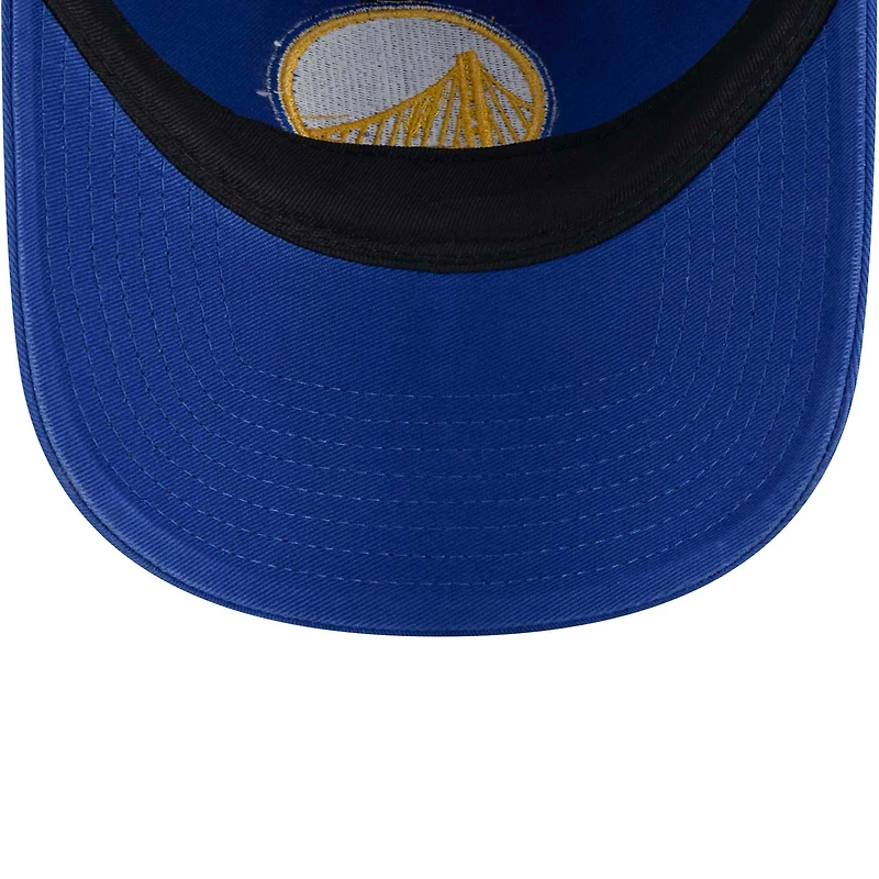 Casquette réglable 9TWENTY New Era Royal Golden State Warriors Rough Edge Logo Trucker pour hommes
