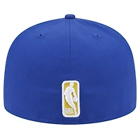 Men's New Era Royal Golden State Warriors Sport Night Script Sided 59FIFTY Fitted Hat