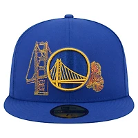 Casquette ajustée New Era Royal Golden State Warriors Stitch 59FIFTY pour homme
