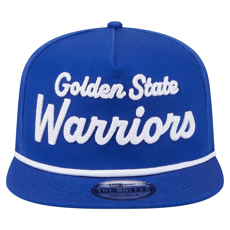 Casquette snapback de golfeur New Era Royal Golden State Warriors pour homme